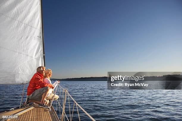 mature couple looking out to horizon - kitsap county washington state stock pictures, royalty-free photos & images