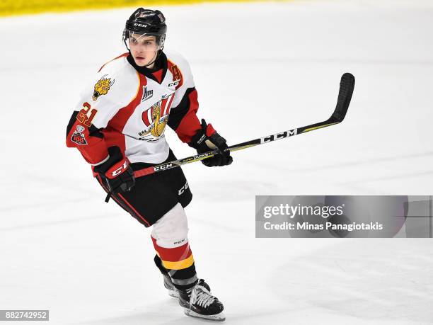 Christopher Benoit of the Baie-Comeau Drakkar skates against the Blainville-Boisbriand Armada during the QMJHL game at Centre d'Excellence Sports...