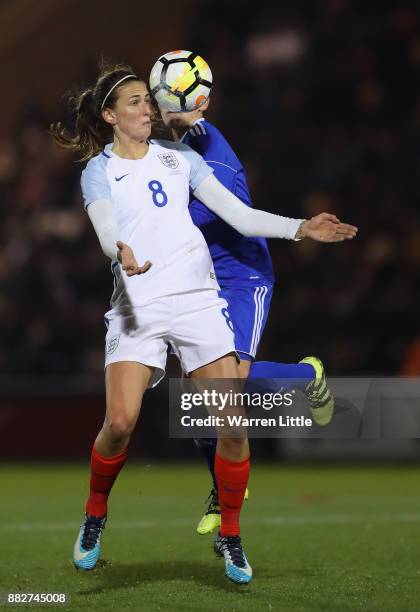 Jill Scott of England in action during the FIFA Women's World Cup Qualifier match between England and Kazakhstan at the Weston Homes Community...