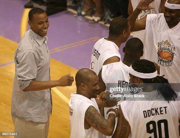 Caron Butler coaches a celebrity team at Big Tigger's 8th Annual Celebrity Classic Benefiting HIV/AIDS Awareness at Trinity University Gymnasium on...