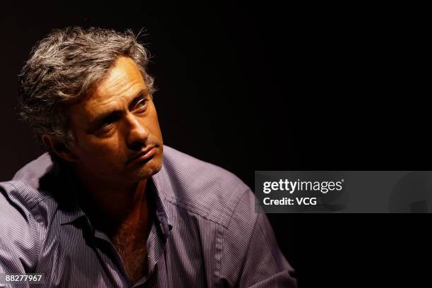 Jose Mourinho, coach of FC Inter Milan, is interviewed during his visit to Beijing on June 7, 2009 in Beijing, China.