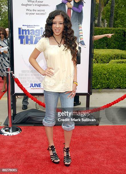 Actress Keana Texeira arrives at the Los Angeles premiere of "Imagine That" at the Paramount Theater on the Paramount Studios lot on June 6, 2009 in...