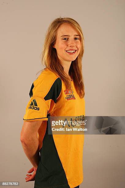 Ellyse Perry of Australia poses for a portrait prior to the ICC Womens World Twenty20 at Holiday Inn Express on June 7, 2009 in Taunton, England.