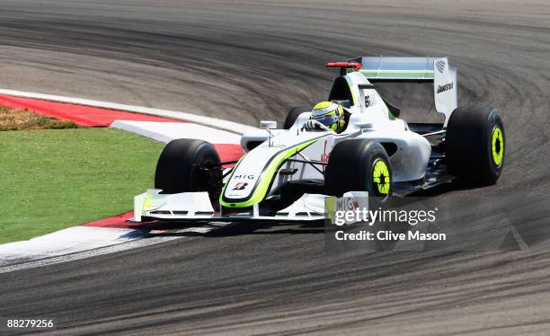 Jenson Button of Great Britain and Brawn GP drives on his way to winning the Turkish Formula One Grand Prix at Istanbul Park on June 7 in Istanbul,...