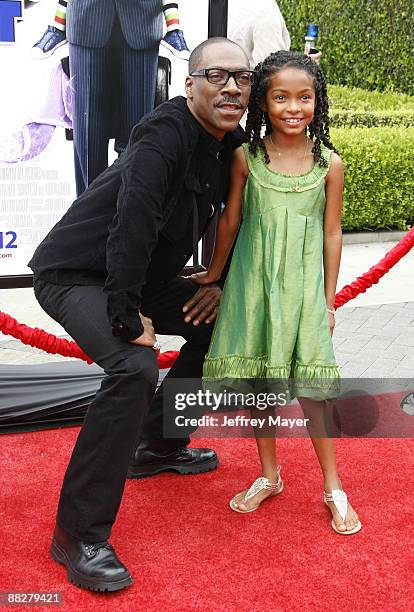 Actors Eddie Murphy and Yara Shahidi arrive at the Los Angeles premiere of "Imagine That" at the Paramount Theater on the Paramount Studios lot on...