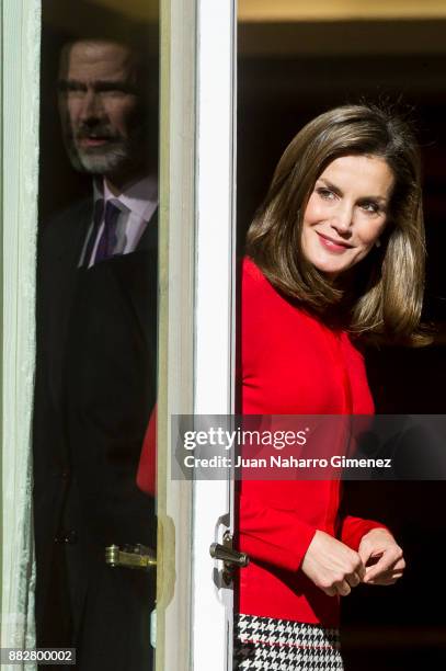 Queen Letizia of Spain attends a meeting for the commemoration of the First Expedition of Fernando de Magallanes and Juan Sebastian Elcano at the...