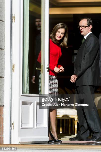 Spanish Royals attend a meeting for the commemoration of the First Expedition of Fernando de Magallanes and Juan Sebastian Elcano at the Zarzuela...