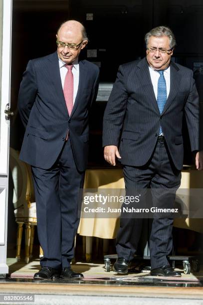 Cristobal Montoro and Juan Ignacio Zoido attend a meeting for the commemoration of the First Expedition of Fernando de Magallanes and Juan Sebastian...