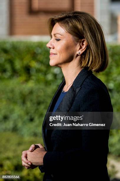 Maria Dolores de Cospedal attends a meeting for the commemoration of the First Expedition of Fernando de Magallanes and Juan Sebastian Elcano at the...