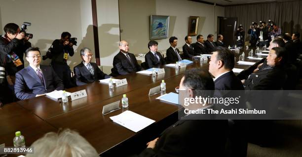 Japan Sumo Association executive committee meeting is held at Ryogoku Kokugikan on November 30, 2017 in Tokyo, Japan. Mongolian yokozuna Harumafuji...