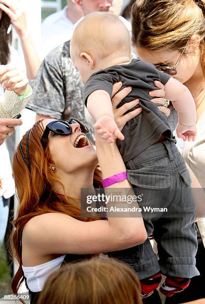 Ashlee Simpson and son Bronx Mowgli Wentz attend the A Time for Heroes Celebrity Carnival Sponsored by Disney, benefiting the Elizabeth Glaser...