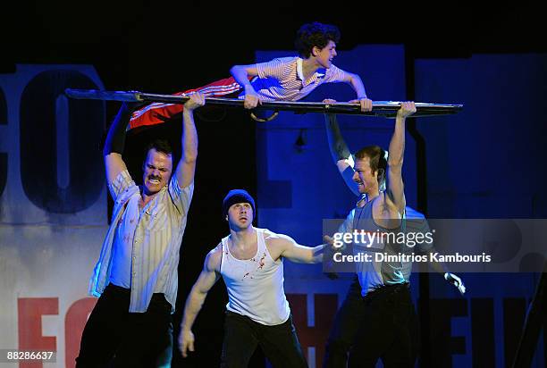 Actor Trent Kowalik performs with the cast of "Billy Elliot" on stage during the 63rd Annual Tony Awards at Radio City Music Hall on June 7, 2009 in...