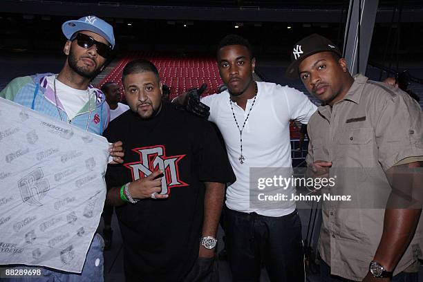 Swizz Beatz, DJ Khaled, Jeremih and Snagz attend HOT 97 Summer Jam 2009 at Giants Stadium on June 7, 2009 in East Rutherford, New Jersey.