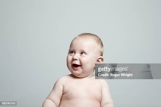 baby boy laughing - baby studio bildbanksfoton och bilder