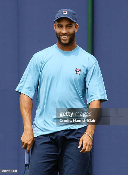 James Blake of USA warms up during Day 1 of the the AEGON Championship at Queens Club on June 8, 2009 in London, England.