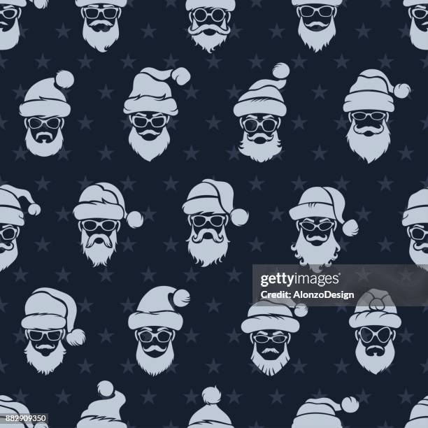 santa claus nahtloses muster - man expressive background glasses stock-grafiken, -clipart, -cartoons und -symbole