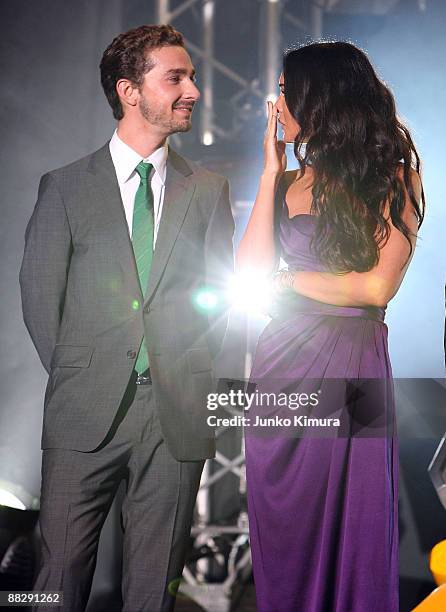 Actor Shia LaBeouf and actress Megan Fox attend the "Transformers: Revenge of the Fallen" World Premiere at Roppongi Hills on June 8, 2009 in Tokyo,...