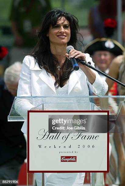 International Tennis Hall of Fame inductee Gabriella Sabatini at the Hall of Fame induction ceremony in Newport, R.I. On Saturday July 15, 2006.
