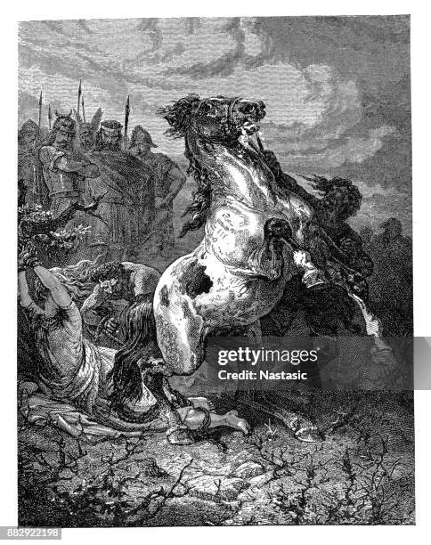 execution of brunhilda ,queen of austrasia - brunnhilda queen of austrasia stock illustrations