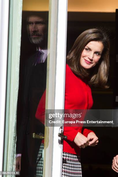 Queen Letizia of Spain attends a meeting for the commemoration of the First Expedition of Fernando de Magallanes and Juan Sebastian Elcano at the...