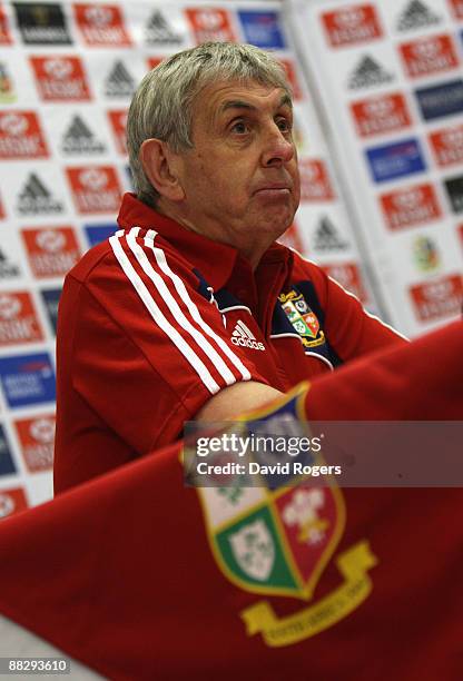 Ian McGeechan, the Lions head coach faces the media at a press conference held prior to the British and Irish Lions training session at Northwood...