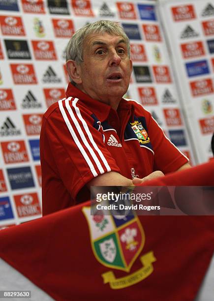 Ian McGeechan, the Lions head coach faces the media at a press conference held prior to the British and Irish Lions training session at Northwood...