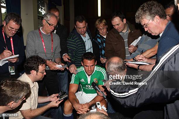 Lee Byrne, the Lions fullback faces the media prior to the British and Irish Lions training session at Northwood School on June 8, 2009 in Durban,...