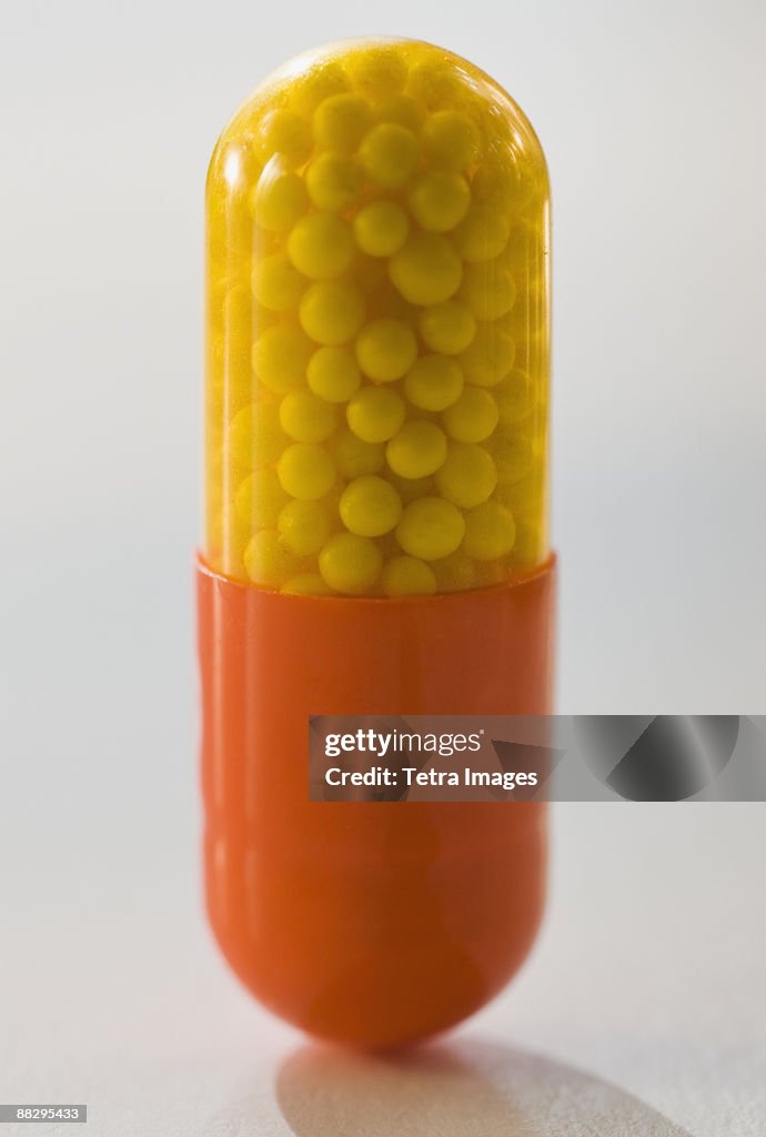 Close up of medicine capsule