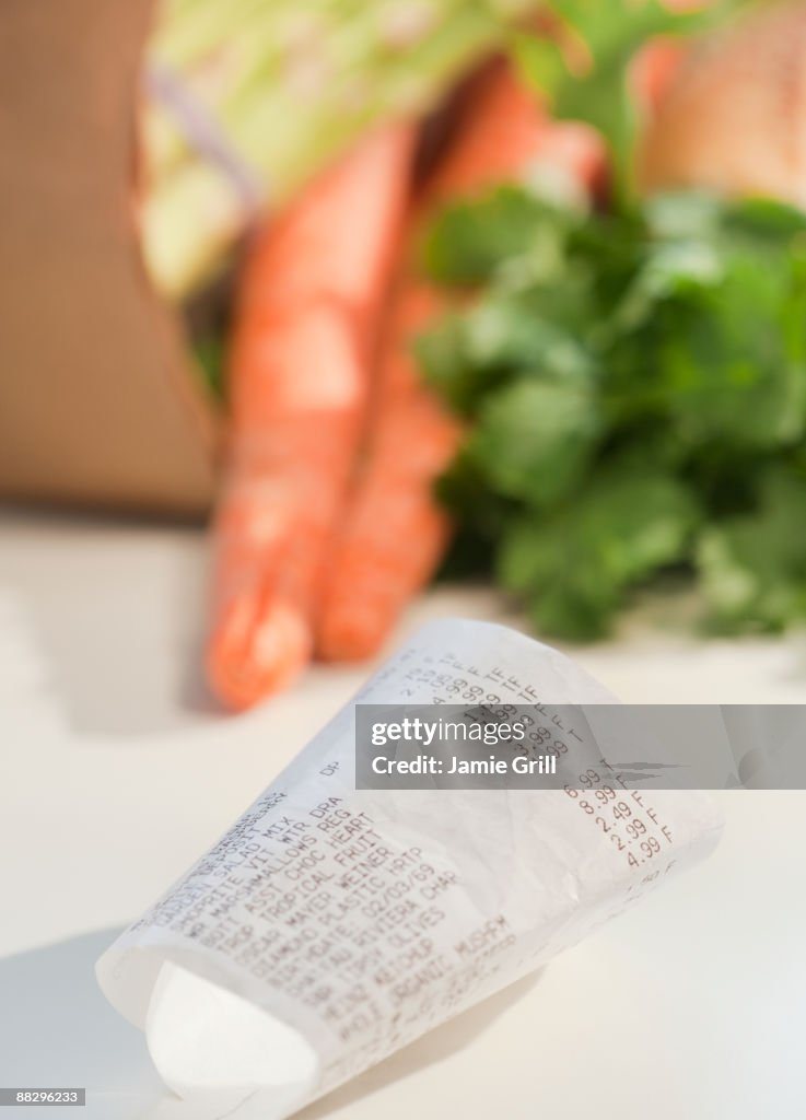Groceries and receipt