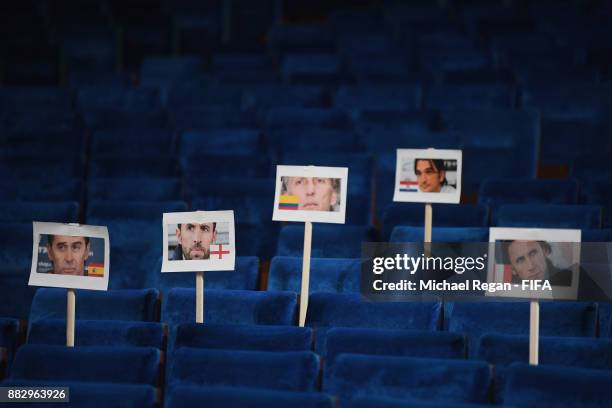 Place holders for the National team coaches Julen Lopetegui of Spain, Gareth Southgate of England, Jose Pekerman of Columbia, Zlatko Dalic of...