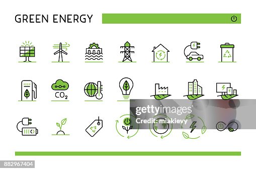 Grüne Energie-icon-set Grüne Energie-icon-set