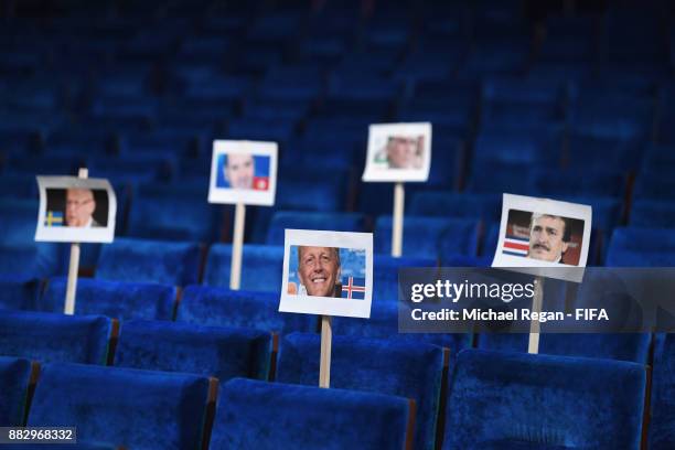 Place holder for the National team coach Heimir Hallgrimsson of Iceland ahead of the Final Draw for the 2018 FIFA World Cup Russia on November 30,...