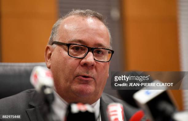 French prosecutor Jean-Yves Coquillat speaks during a press conference at the Grenoble's courthouse on November 30, 2017 following the audition of...