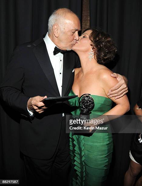 Frank Langella and Marcia Gay Harden backstage at the 63rd Annual Tony Awards at Radio City Music Hall on June 7, 2009 in New York City.