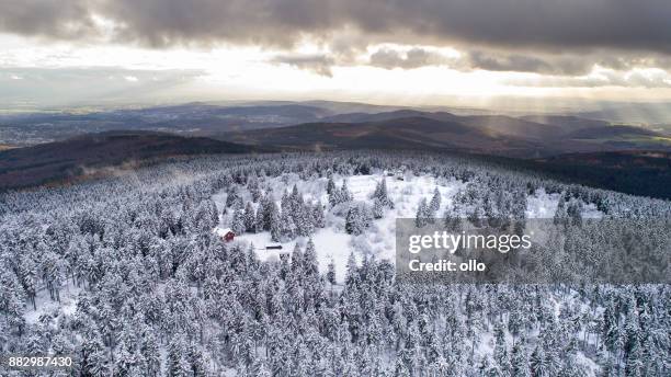 blick vom feldberg, taunus - rhein-main-gebiet - taunusgebirge stock-fotos und bilder