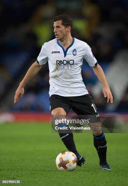 Remo Freuler of Atalanta BC in action during the UEFA Europa League group E match between Everton FC and Atalanta at Goodison Park on November 23,...