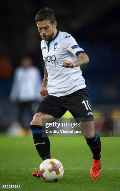 Alejandro Gomez of Atalanta BC in action during the UEFA Europa League group E match between Everton FC and Atalanta at Goodison Park on November 23,...