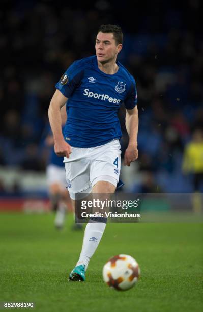 Michael Keane of Everton in action during the UEFA Europa League group E match between Everton FC and Atalanta at Goodison Park on November 23, 2017...