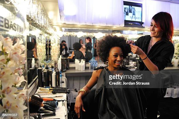 Actress Monique Coleman attends the Sebastian suite at Hollywood Life's 11th Annual Young Hollywood Awards held at The Eli and Edythe Broad Stage on...