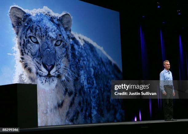 Apple Senior Vice President of OSX Software Bertrand Serlet delivers a keynote address on the new OSX Snow Leopard operating system at the Apple...