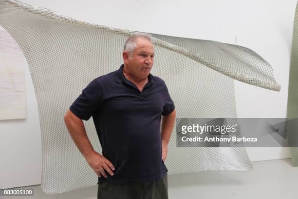 View of American artist Mike Solomon in his Long Island studio, East Hampton, New York, August 10, 2011.
