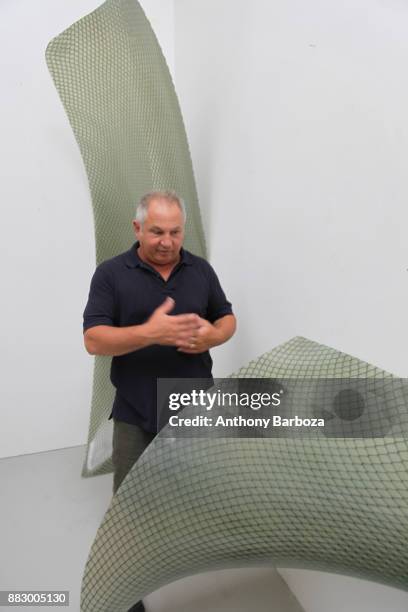 View of American artist Mike Solomon in his Long Island studio, East Hampton, New York, August 10, 2011.