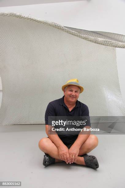 Portrait of American artist Mike Solomon in his Long Island studio, East Hampton, New York, August 10, 2011.