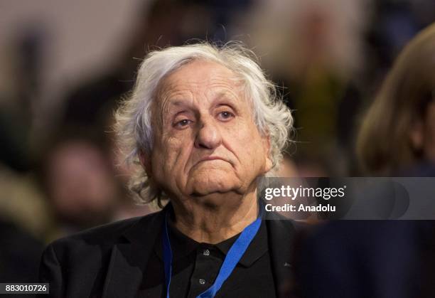 Israeli novelist Abraham B. Yehoshua speaks during the Forum MED Mediterranean Dialogues summit in Rome, Italy on November 30, 2017.