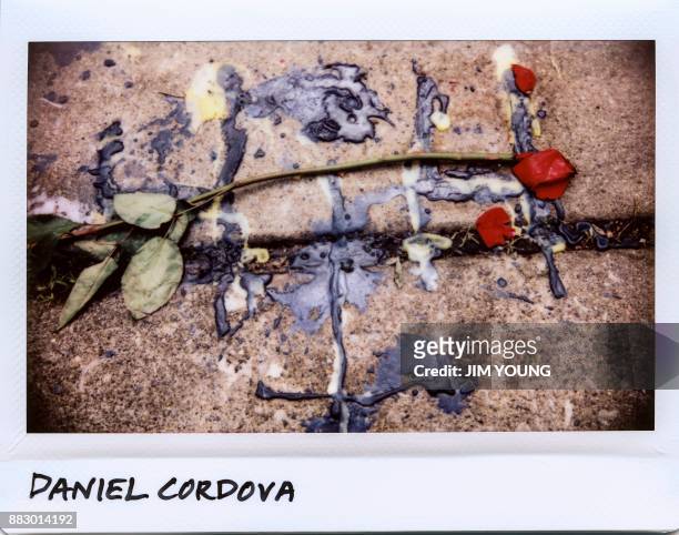 Rose and melted wax from candles used at a vigil for Daniel Cordova, 26-year-old, in the 2500 block of West 46th Place in Chicago, Ilinois on May 8,...
