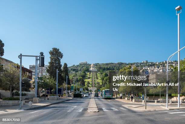 Israel, Haifa - 8th october 2017: View of the Bahá'í gardens from Sderot Ben Gurion in the German colony .