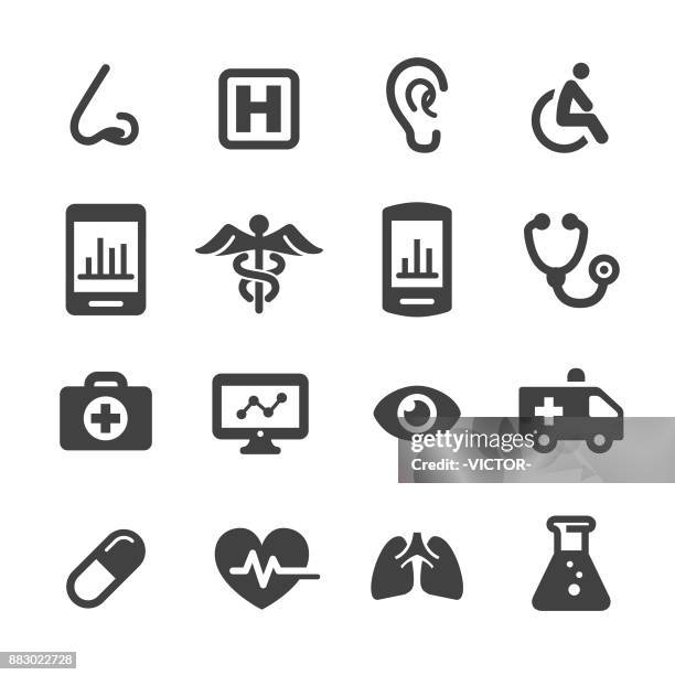 stockillustraties, clipart, cartoons en iconen met medisch en gezondheidszorg icons - acme serie - naar de hartslag luisteren