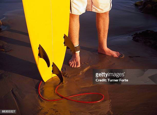man holding surfboard on beach - turner forte stockfoto's en -beelden