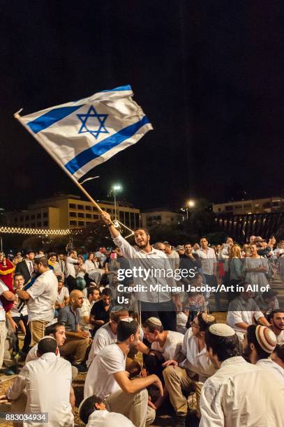 Israel, Tel Aviv-Yafo, Kikar Rabin - 12th October 2017 - orthodox and secular Jews celebrate Simchat Torah - the Jewish holiday that celebrates and...