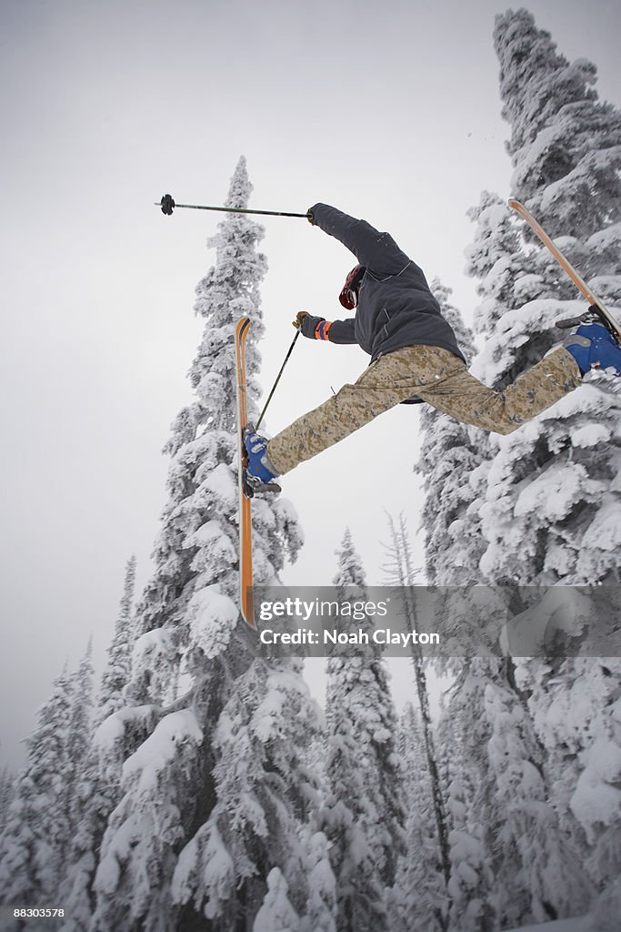 Man ski jumping